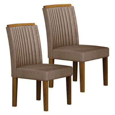 Cadeira Para Mesa De Jantar Jade Mdf Kit 2 Peças Freijó Joli Camurça – Leifer Móveis