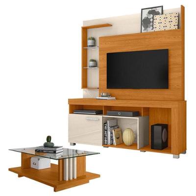 Estante Home Theater ícaro Com Mesa De Centro Frizz Cinamomo Off White - Madetec