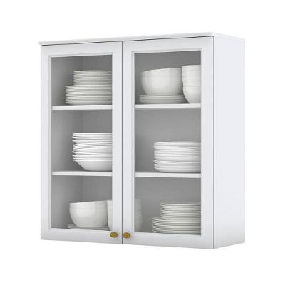 Armário Aéreo 2 Portas De Vidro 80 Cm Nova York Branco Hp – Henn