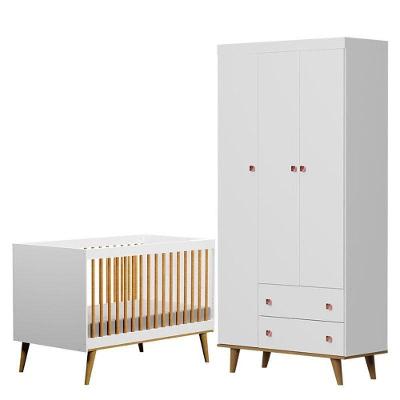 Berço Ligia E Guarda Roupa Fernanda 3 Portas Branco Bétula – Carolina Baby