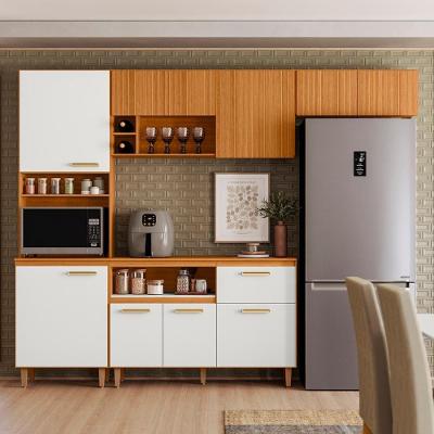 Cozinha Compacta Ema Freijó Uv/off Acetinado/ripado Frisado Z44 - Mpozenato