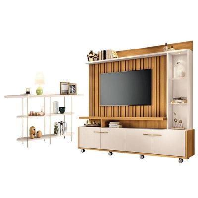 Estante Home Theater Titan Off White Cinamomo E Aparador Infinity Off White - Hb Móveis