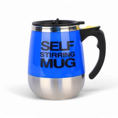 Copo Elétrico Stirring Mug 400ml Caneca Azul Escuro Com Mixer Magnético Recarregável De Aço Inox