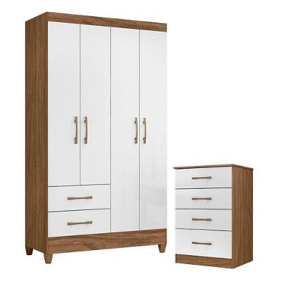 Guarda Roupa Solteiro Chile E Cômoda Ms913 Naturale Branco – Moval