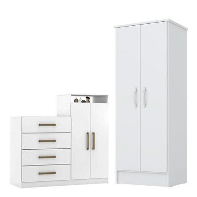 Cômoda Sapateira áurea E Armário Multiuso Viena Branco – Demóbile
