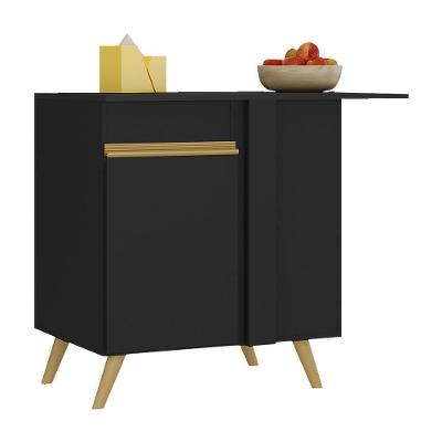 Balcão Cozinha De Canto 1 Porta Veneza Multimóveis V3743 Preto/dourado Preto/dourado