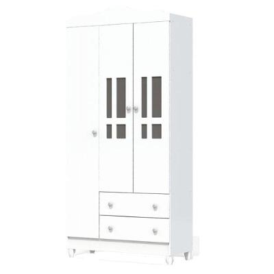 Guarda Roupa Infantil Ariel 3 Portas Branco Brilho – Carolina Móveis