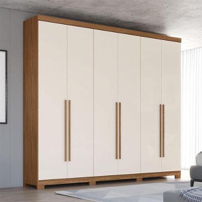 Guarda Roupa Casal Pétrus Ambiente 6 Portas 4 Gavetas Com Pés Nature Off White - Henn