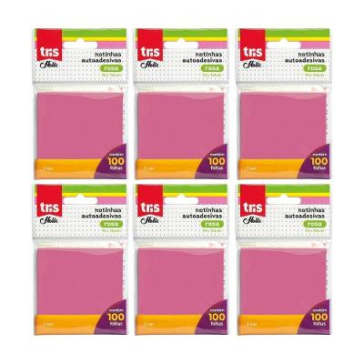 Kit Nota Autoadesiva Tris - Pop 76x76mm Rosa 100 Folhas