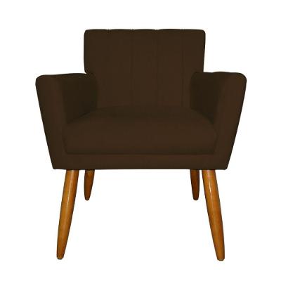 Poltrona Recepção Glam Tecido Veludo Marrom