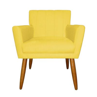 Poltrona Recepção Glam Tecido Veludo Amarelo