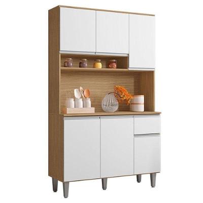 Armário Para Cozinha Kit Márcia Amêndoa Branco - Ajl