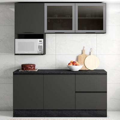 Armário De Cozinha Cp01 E Tampo Grace Grafite Z44 - Mpozenato