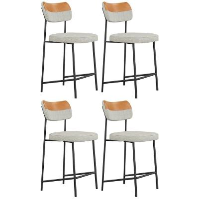 Banqueta Cozinha Média Kit 4 Milli Linho Caramelo/cinza A14 - Mpozenato