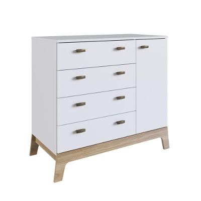 Cômoda Infantil Com 4 Gavetas E 1 Porta Fm004 Favo De Mel – Completa Móveis Branco