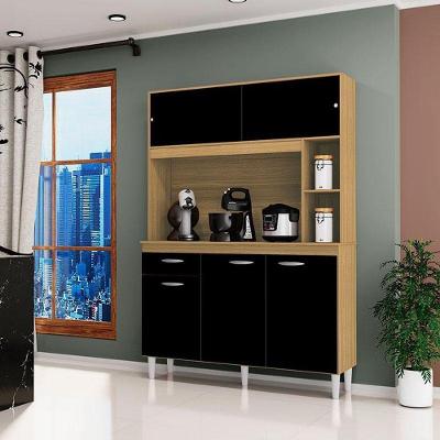 Cozinha Ambiente Kit Duda 120 Cm Damasco Preto – Poquema