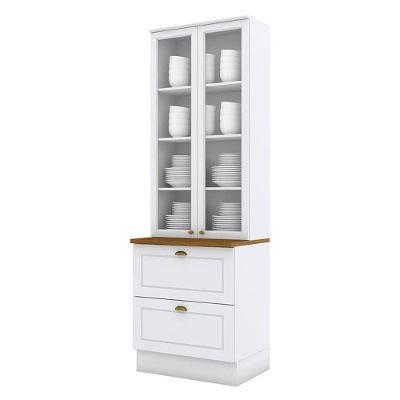 Cristaleira Americana Branco Hp Com Tampo Naturale – Henn