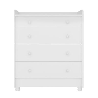 Cômoda Infantil 4 Gavetas Doce Sonho Branco Com Trocador E Pés - Qmovi Branco