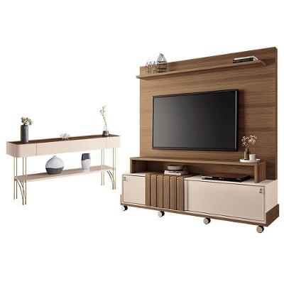 Estante Home Theater Bold E Aparador Vivant Castanho Off White – Hb Móveis