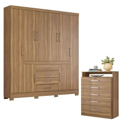 Cômoda Triunfo E Guarda Roupa Casal New Realce Amêndola Touch - Demóbile