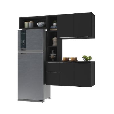 Armário De Cozinha Compacta Com Balcão Sofia Multimóveis V2005 Preto Preto