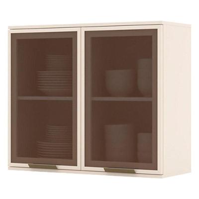Armário Aéreo 2 Portas De Vidro 80 Cm Connect Off White – Henn