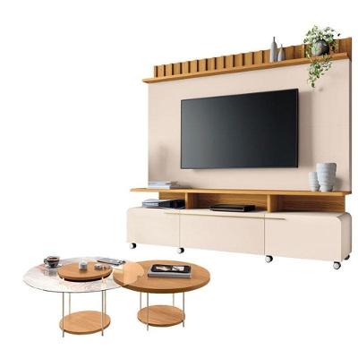 Estante Home Theater Artís Off White Cinamomo E Kit Mesa De Centro Sky Cinamomo – Hb Móveis