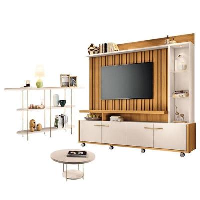 Estante Home Theater Titan Off White Cinamomo E Aparador Infinity E Mesa De Centro Sky Off White - Hb Móveis