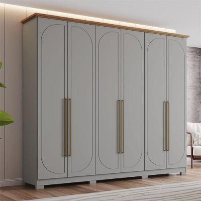 Guarda Roupa Casal Americano Prime Ambiente 6 Portas 6 Gavetas Com Pés Cinza Nature - Henn