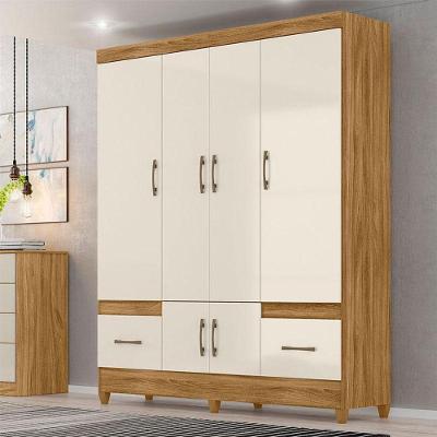 Guarda Roupa Casal Ambiente Ms912 6 Portas Freijó Off White - Moval