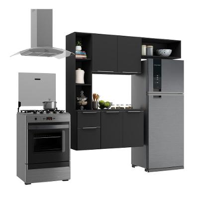 Cozinha Compacta Multimóveis Sofia Fg2004 Com Armário E Balcão Preta