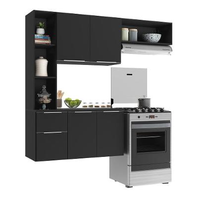 Armário De Cozinha Compacta Com Balcão Sofia Multimóveis V2001 Preto Preto