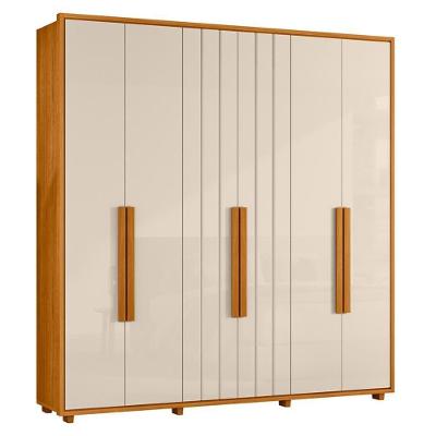 Guarda Roupa Casal Portinari Ripado 6 Portas Cinamomo/off White - Madetec Cinamomo/off White