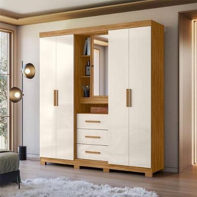 Guarda Roupa Solteiro Ambiente Eldorado 5 Portas Freijó Off White Com Espelho - Moval