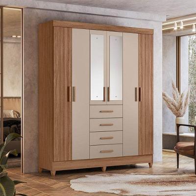 Guarda Roupa Solteiro Ambiente Aruba 6 Portas Carvalho Fendi Com Espelho - Moval