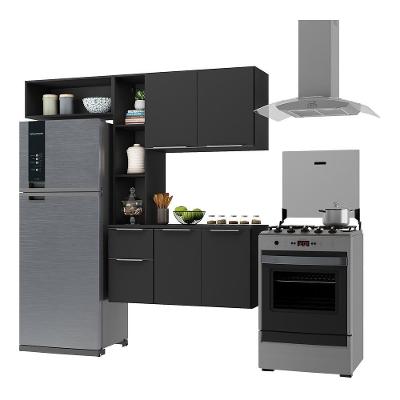 Armário De Cozinha Compacta Com Balcão Sofia Multimóveis V2006 Preto Preto