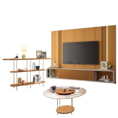 Home Suspenso Empire Cinamomo Off White E Aparador Infinity E Mesa De Centro Sky Com Tampo De Vidro Cinamomo- Hb Móveis