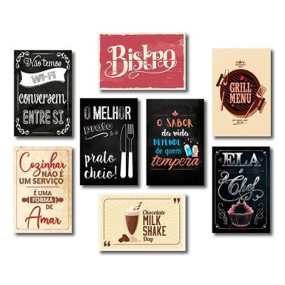 Kit Placas Decorativas Cozinha Frases Retrô Mdf -8 Placas