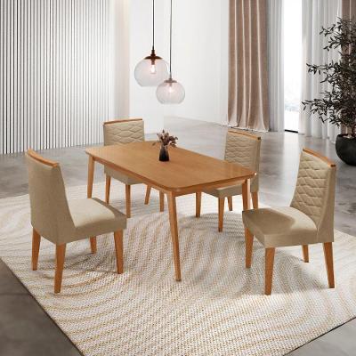 Mesa De Jantar Copper 120cm Tampo Mdf Com 4 Cadeiras Eloise Turim 07/naturalle/naturalle