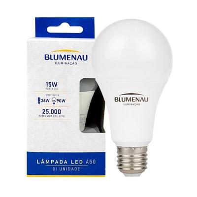 Lâmpada Led Bulbo A60 15w Blumenau E27 Bivolt 3000k Quente