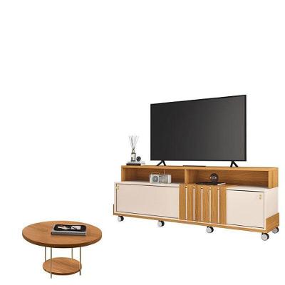 Rack Bancada Graci 1.8 Com Mesa De Centro Sky Cinamomo Off White – Hb Móveis