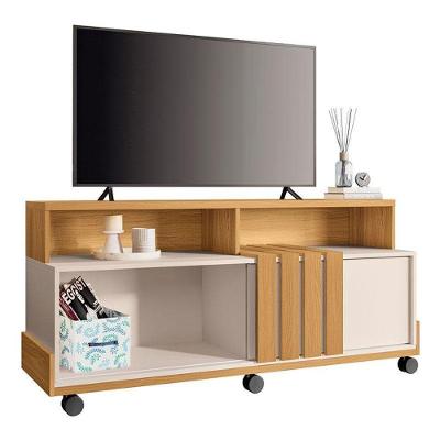 Rack Bancada Para Sala Graci 1.36 Cinamomo Off White – Hb Móveis