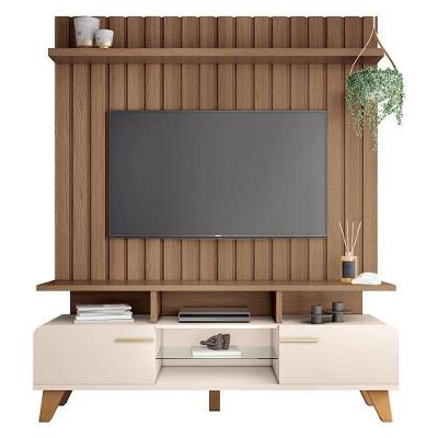 Rack Bancada Essenza E Painel Link 1.6 Off White Castanho – Hb Móveis