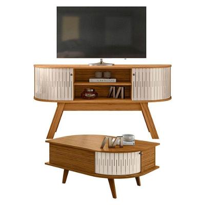 Rack Bancada Atlanta Com Mesa De Centro Indianápolis Naturale Off White – Madetec