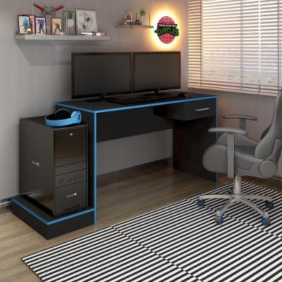 Mesa Gamer Com 1 Gaveta E Suporte De Cpu Multimóveis Cr25205 Preta/Azul Preto/Azul