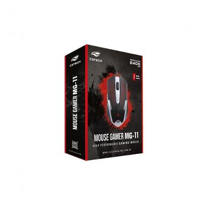 Mouse Otico Gamer C3tech Mg-11bsi Preto E Prata