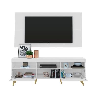Rack Retrô C/ Espelho E Painel Com Suporte Para Tv Até 65´´ Flórida Fg3142 Branco/natural