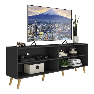 Rack Tv 75" Retrô Jazz Multimóveis V1017 Preto/Natural Preto/Natural