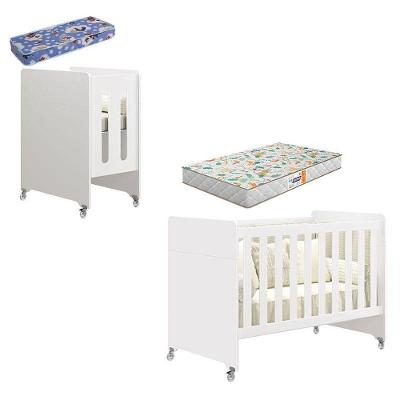 Berço Americano Evolution 4 Em 1 Branco Acetinado Com Colchão Mini E Colchão Americano Gazin - Reller