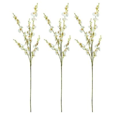 Jogo 3 Hastes Flor Orquídea Chuva De Ouro Artificial Branca 50cm - Mc Flores